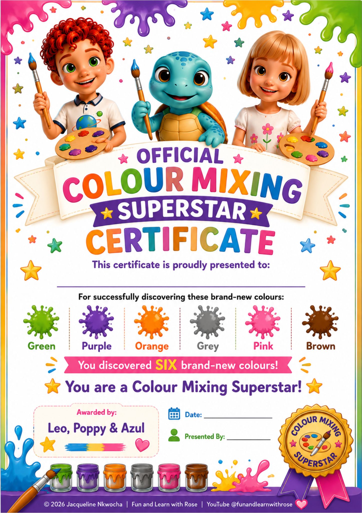 Official Colour Mixing Superstar Certificate