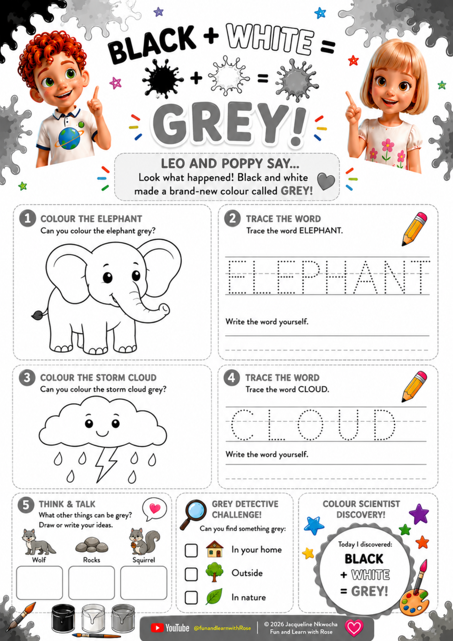 Black and white make grey worksheet