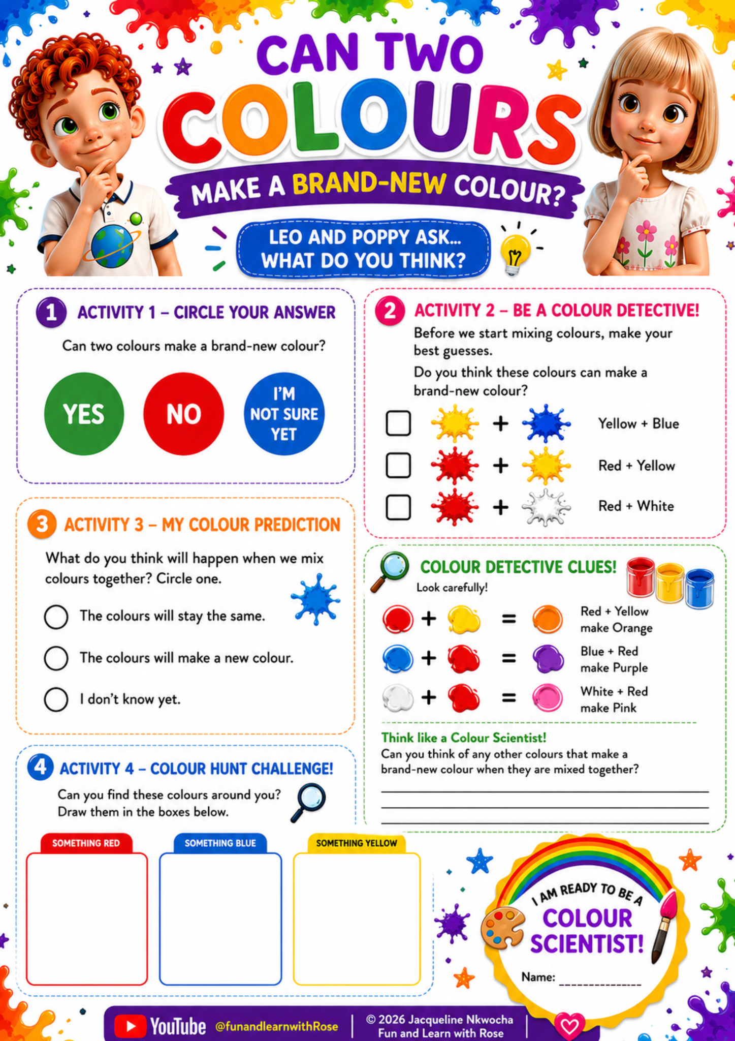 Can two colours make a new colour introductory worksheet