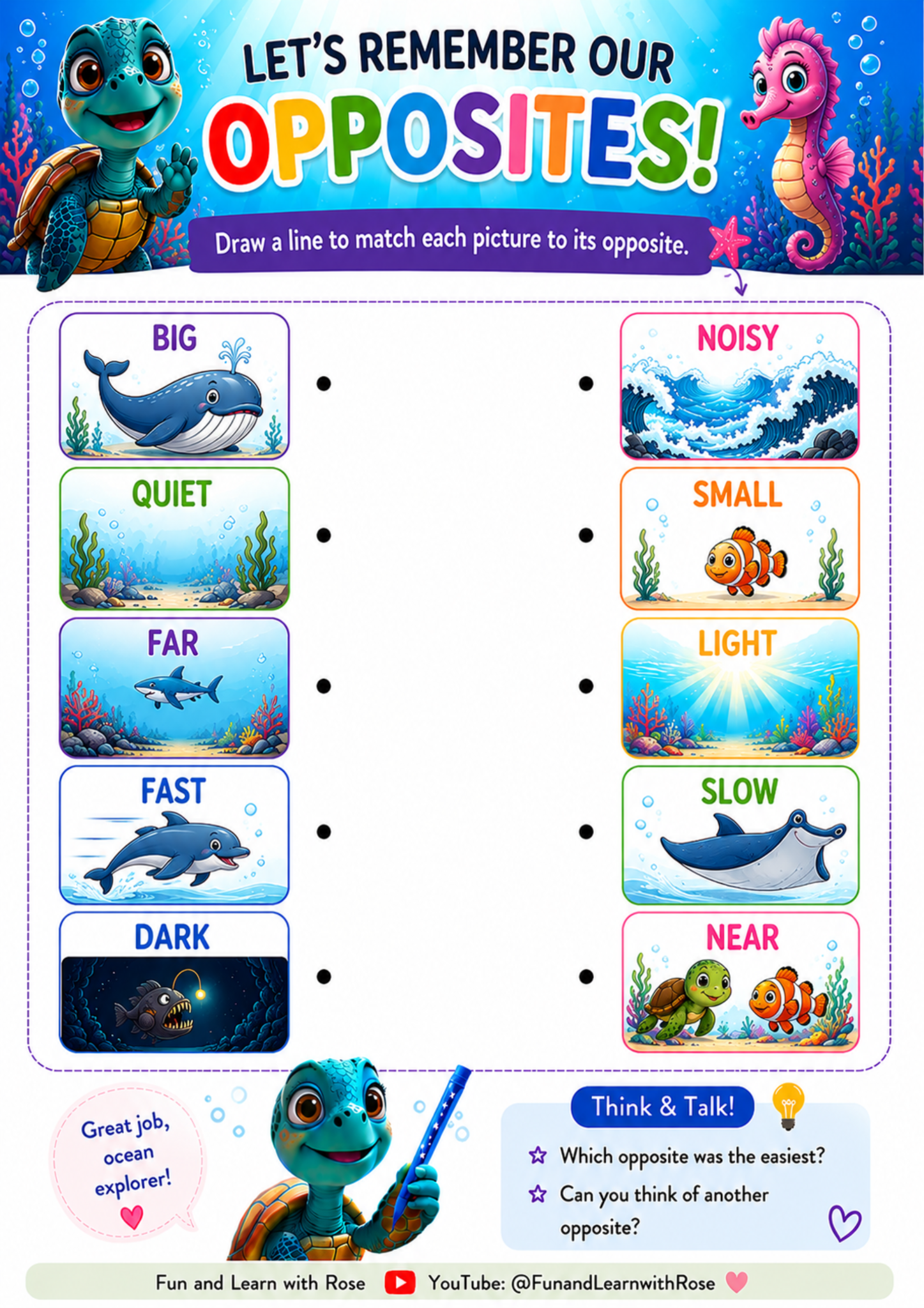 Match each picture to its opposite worksheet preview