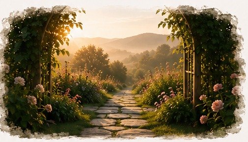 Garden path at dawn