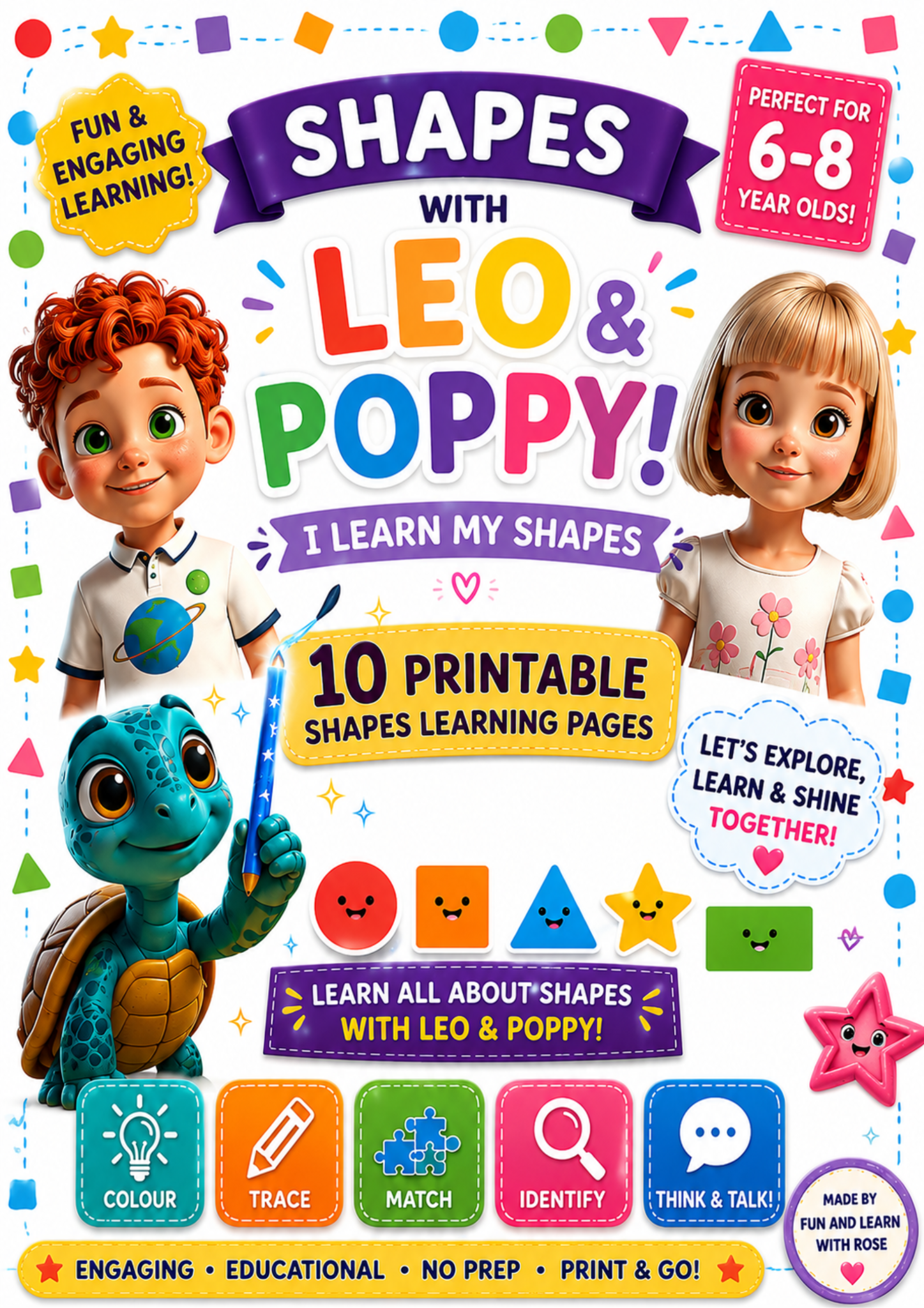 Shapes with Leo and Poppy printable learning resource cover