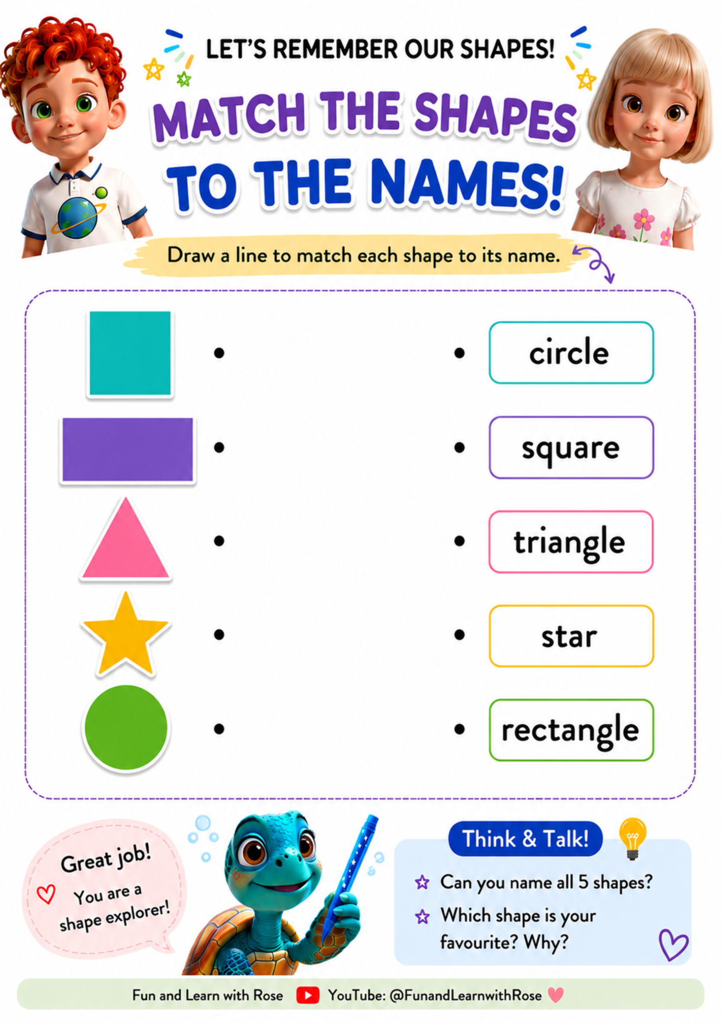 Match shapes to names worksheet preview