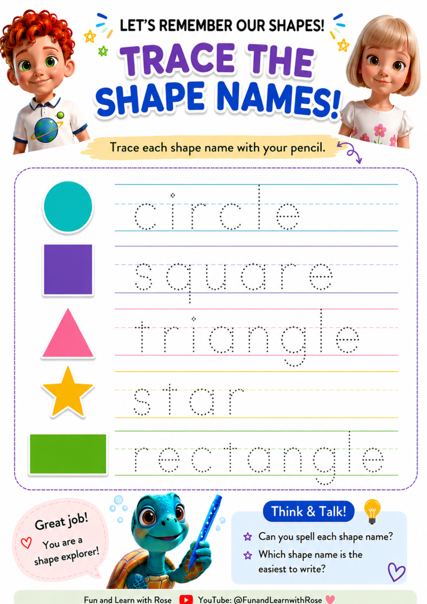 Trace the shape names worksheet preview