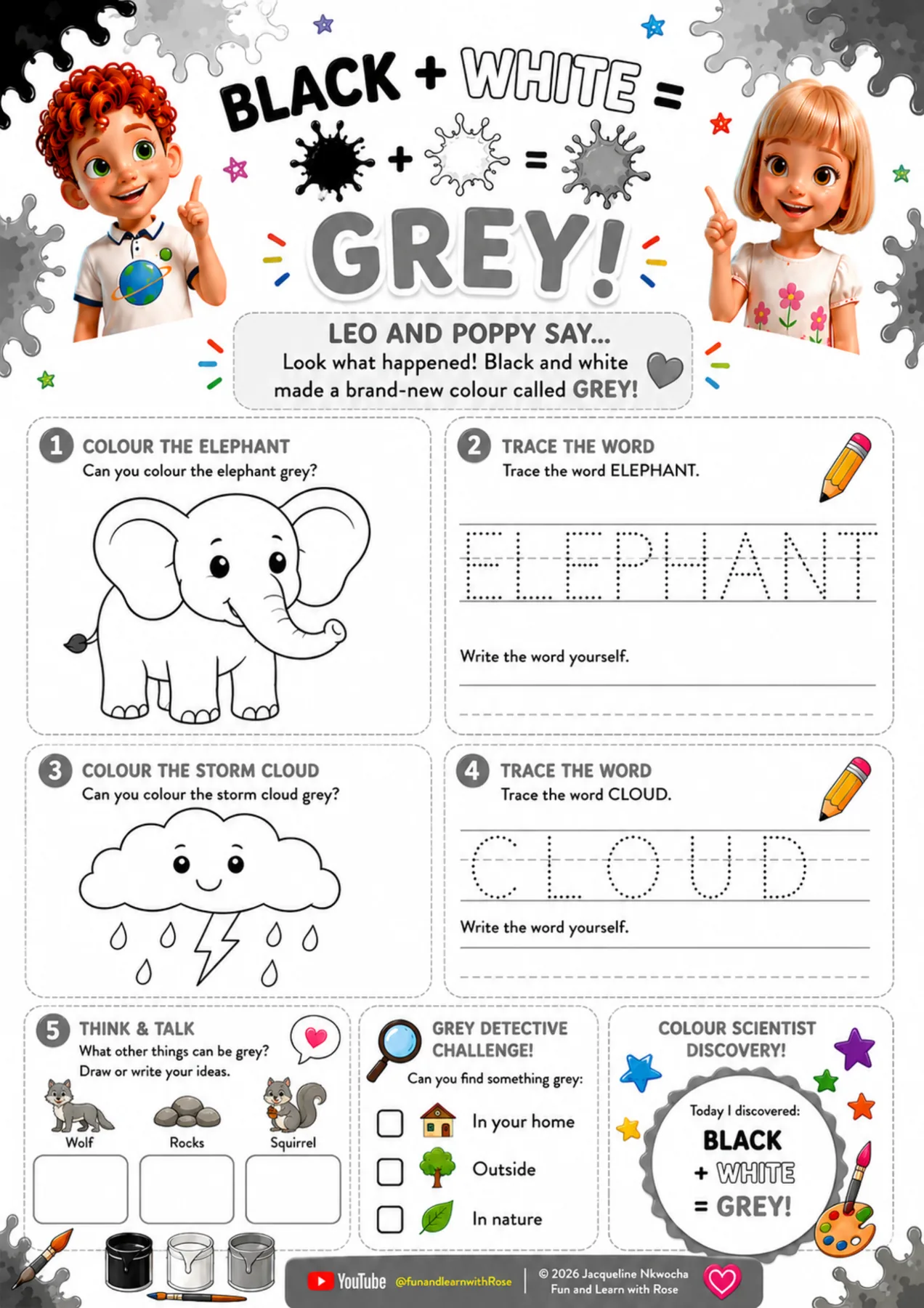 Black and white make grey worksheet